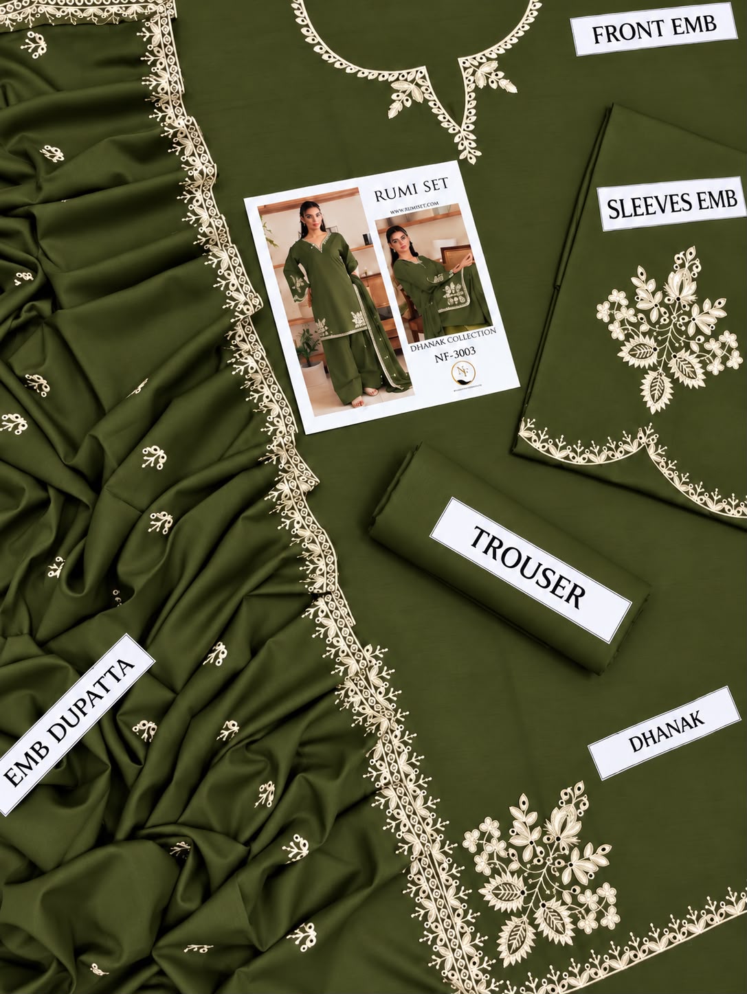 RUMI SET Dhanak 3-Piece Embroidered Suit – Winter Collection 2026–2027 | D# 3003